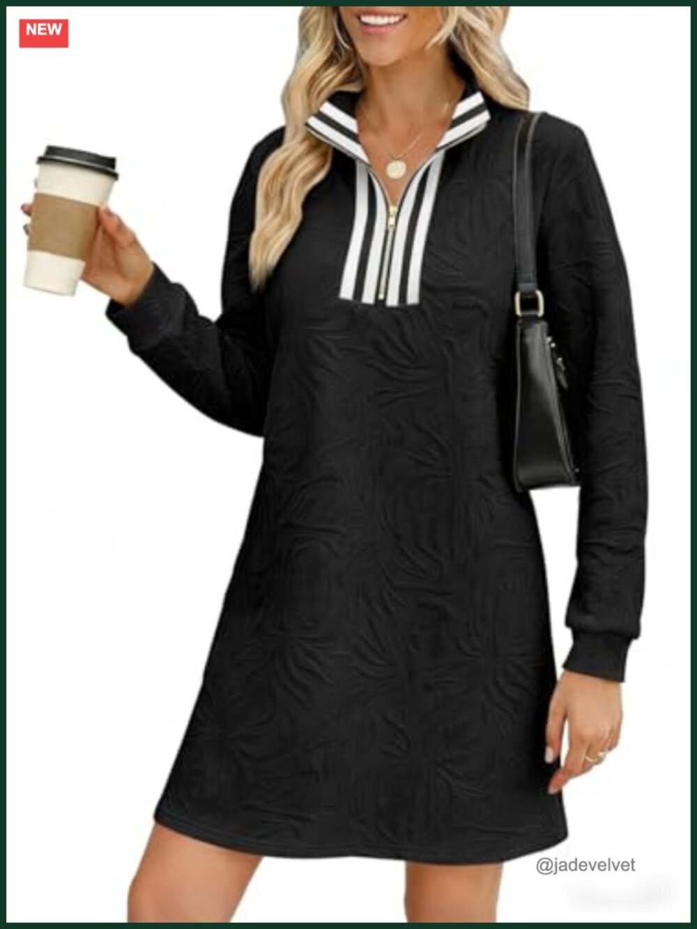 Women's Zip Up Sweatshirt Dress Long Sleeve A-Line Mini Shift Dress